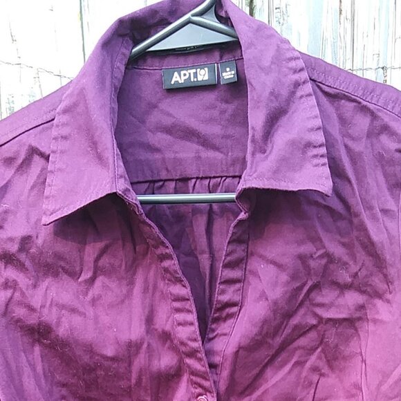 Apt. 9 Button Down Shirt Reddish - Plum - V-Neck - S - Picture 3 of 10